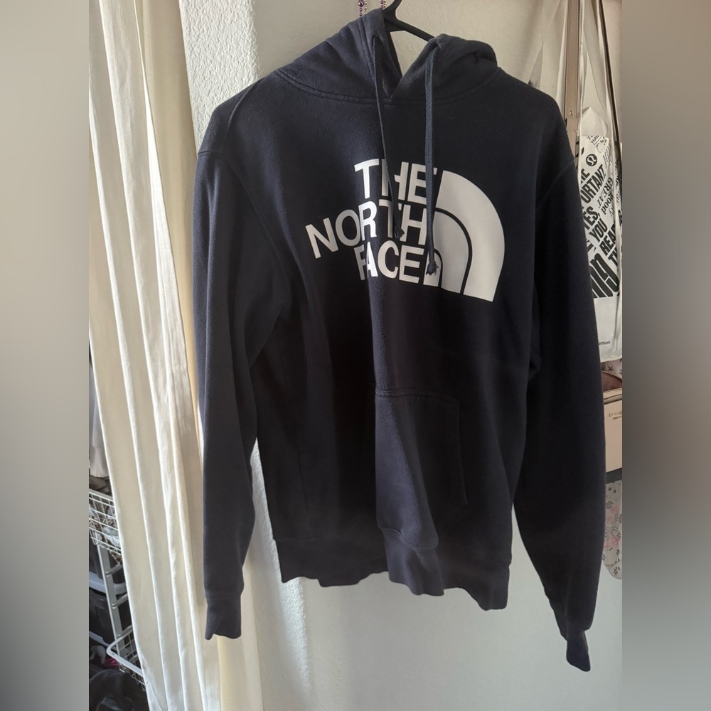The North Face Navy Hoodie with White Logo